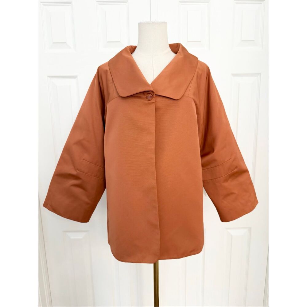 Max Azria Collection Burnt Orange 3/4 Sleeve Single Button Blazer Jacket Size XS